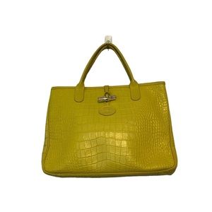Longchamp Roseau Croc Tote Bag Lime